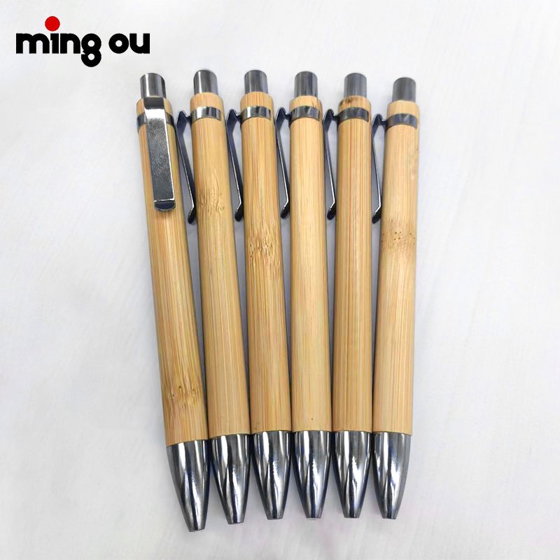 Customized Logo Eco Friendly Promotion Advertising Ball Point Bamboo Pen Laser Blank Bamboo ballpoint pen with clip