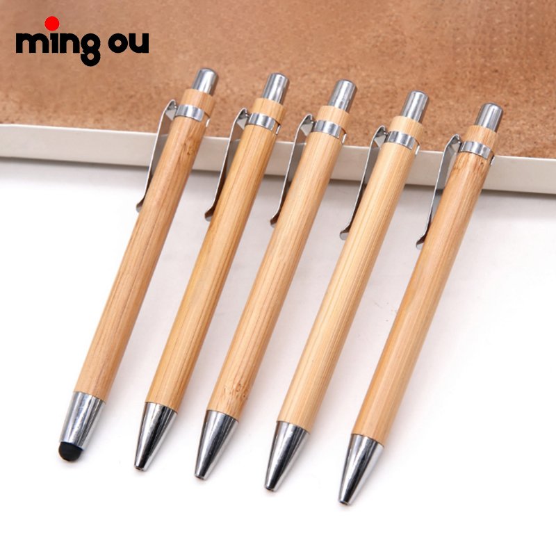Customized Logo Eco Friendly Promotion Advertising Ball Point Bamboo Pen Laser Blank Bamboo ballpoint pen with clip
