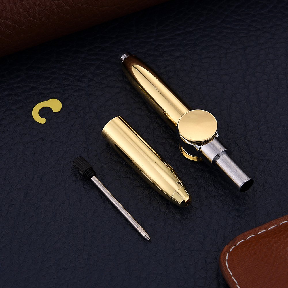 Fingertip Illumination Decompression Gyro Spinning Ballpoint Pens Led Light Spinner Metal New Black Office or School Pen 0.5 Mm
