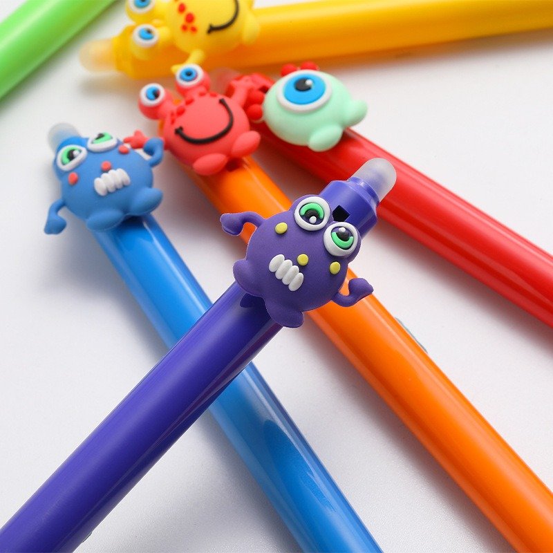 Explosive little monster erasable pen 0.5mm crystal blue neutral pen student supplies cartoon shaped erasable pen