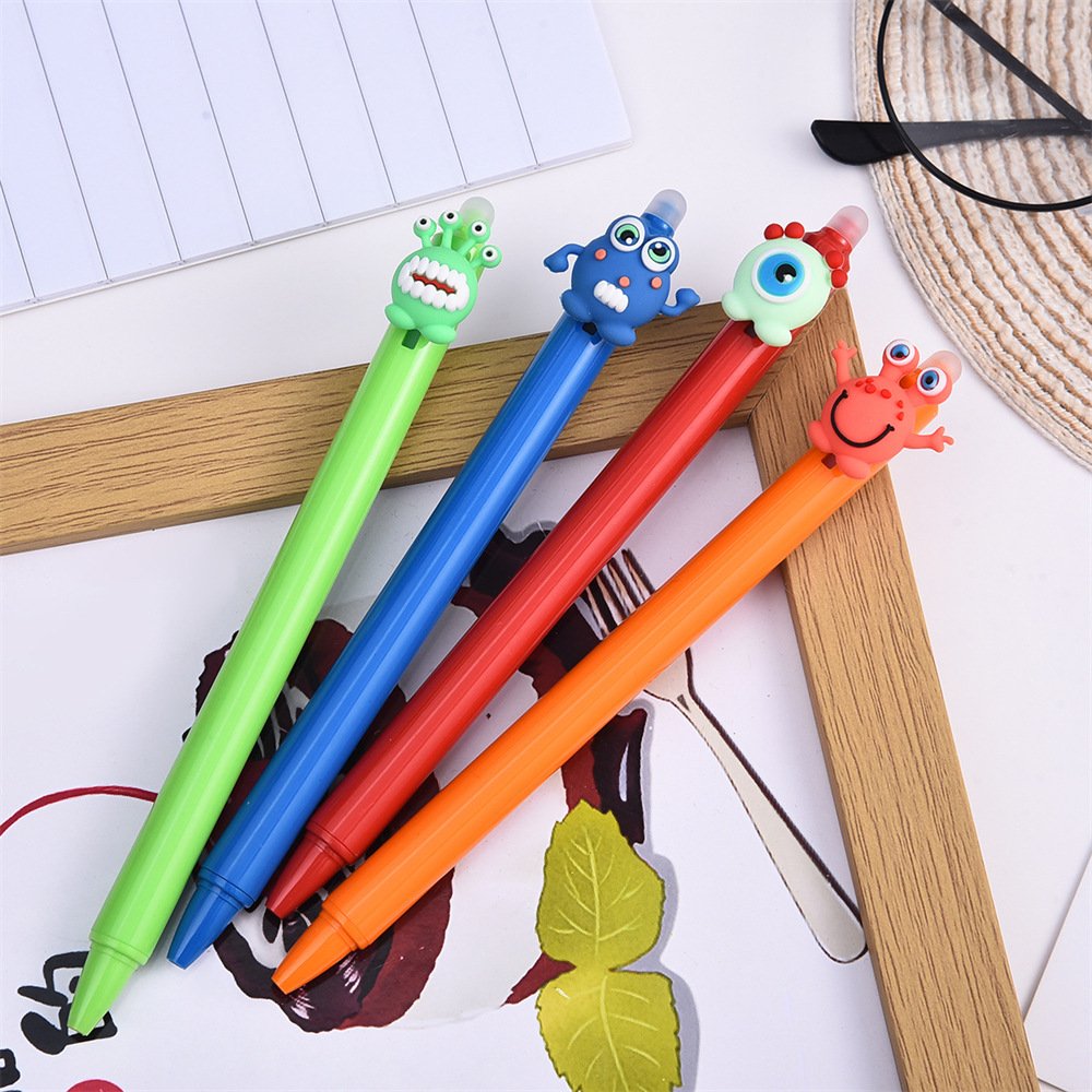 Explosive little monster erasable pen 0.5mm crystal blue neutral pen student supplies cartoon shaped erasable pen
