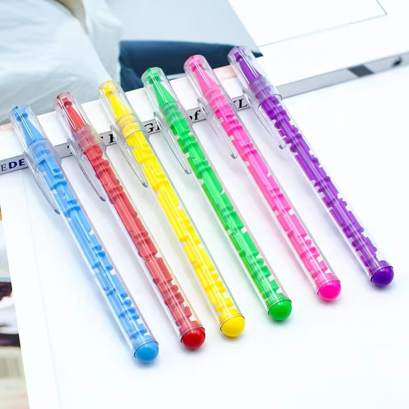 IDO Gift Promotion Pens Novelty Puzzle Labyrinth Game Custom Logo Plastic Funny Maze Ball Pen For Child