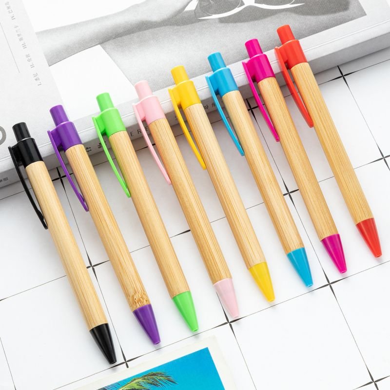 Wholesale Promotional Personalized Natural Wood ECO friendly Bamboo Ball Pen Engraved laser Ballpoint Pen With custom Logo