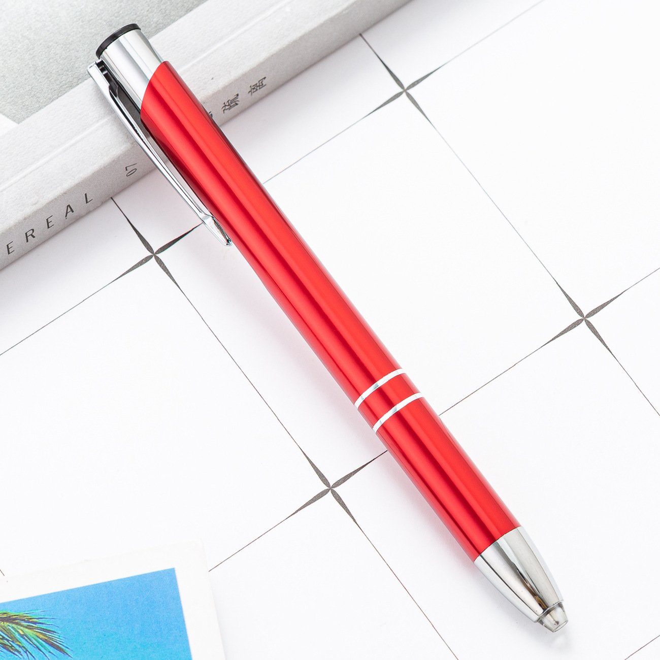 Custom Logo 2-in-1 Electronic Ballpoint Pen LED Light Aluminium Metal with Laser Engraving & 1.0mm Writing Width Promotional Pen