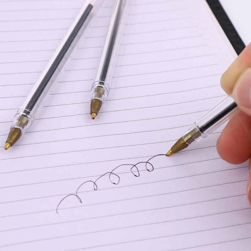 1.0 Writing Line Ball Pen for Hotel Big INS Clear Crystal Oil Plastic Ballpoint Pen Office & School Pen ABC Red Black &blue