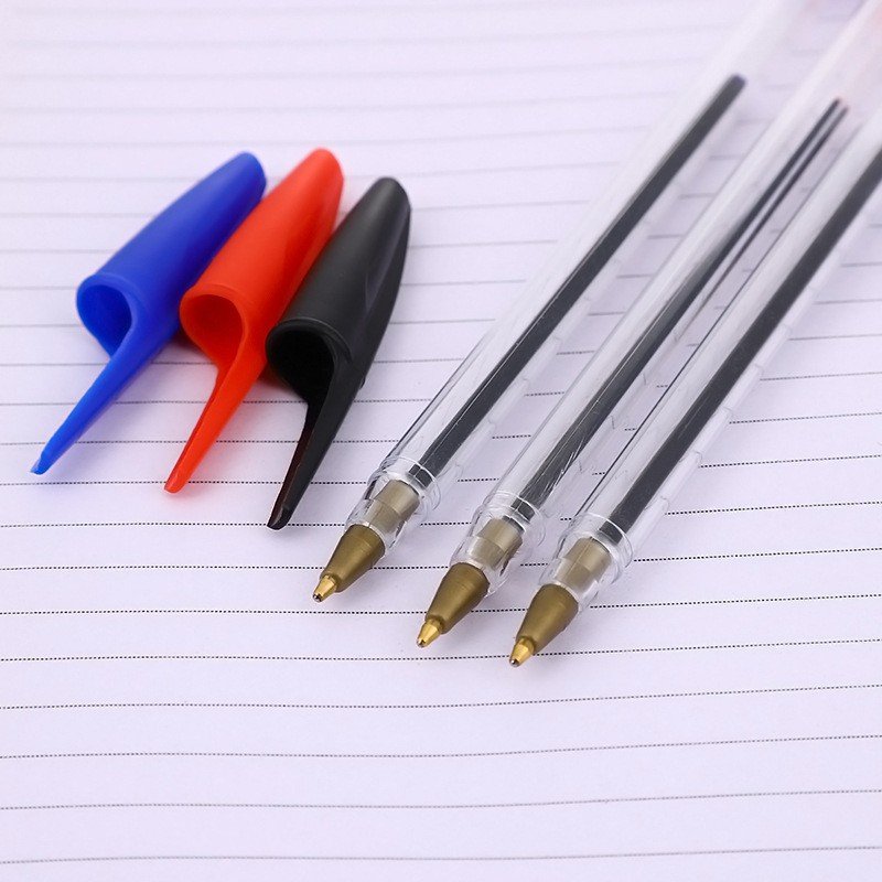 1.0 Writing Line Ball Pen for Hotel Big INS Clear Crystal Oil Plastic Ballpoint Pen Office & School Pen ABC Red Black &blue