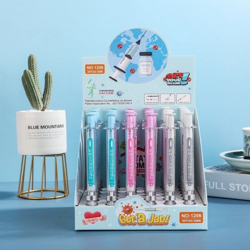 School supplies black 0.5mm gel pen simulation syringe shape ballpoint pen student stationery injector pen medical