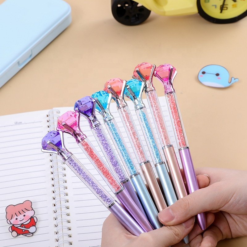 Creative school office stationery supplies plastic crystal diamond ballpoint pen
