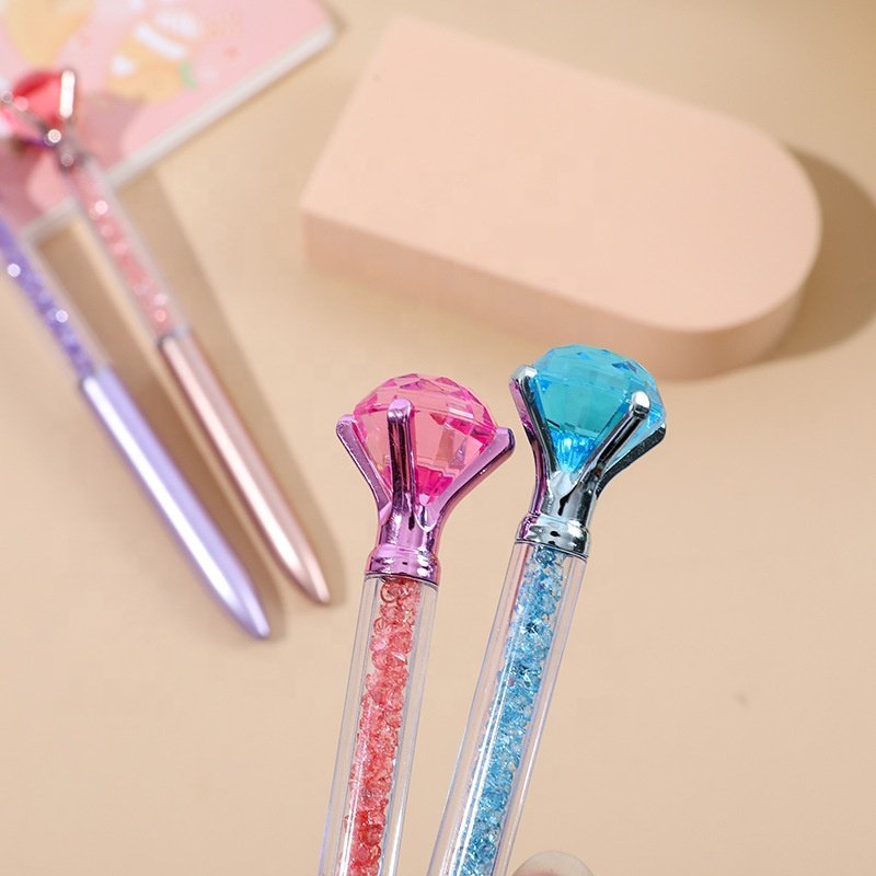 Creative school office stationery supplies plastic crystal diamond ballpoint pen