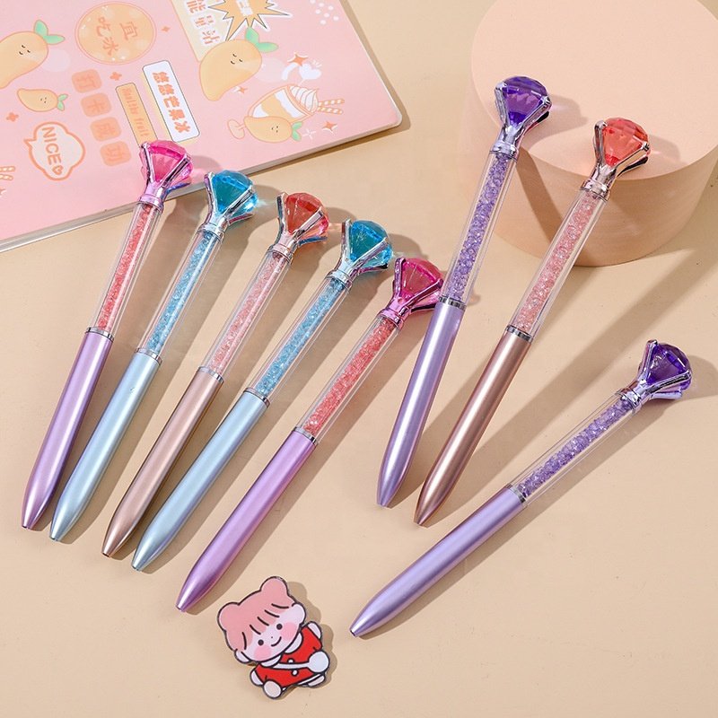 Creative school office stationery supplies plastic crystal diamond ballpoint pen