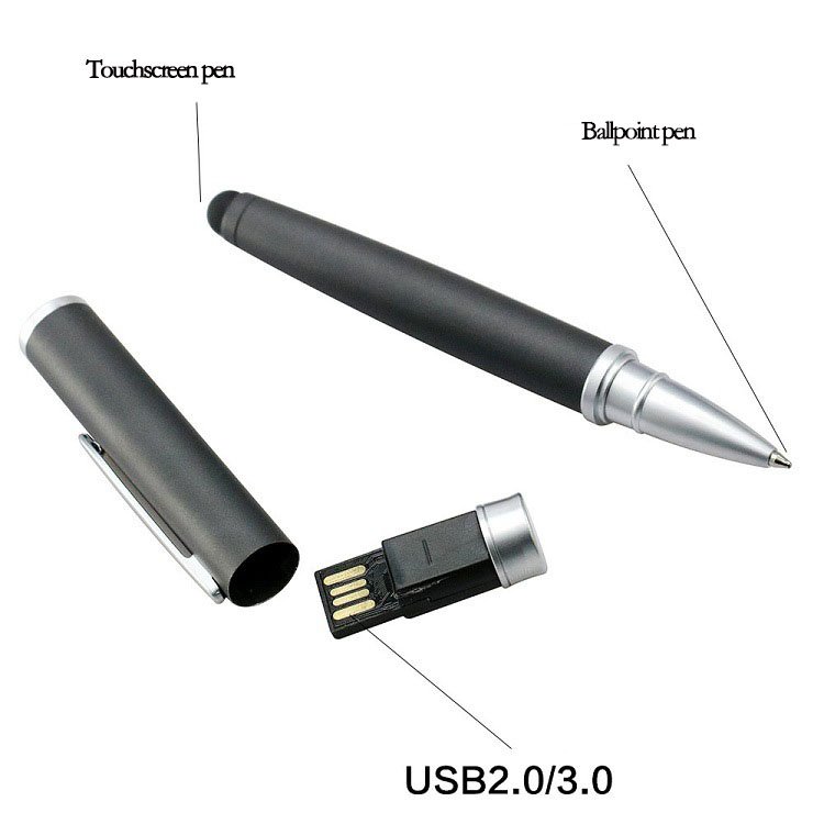 Eacajess New Product Custom Logo Stylus Ball Pen Usb Flash Drive Metal Ballpoint Pen
