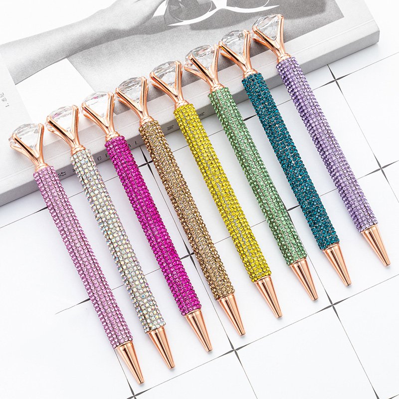 luxury rhinestones bling metal ballpoint pens wedding favors glitter crystal diamond ball pen