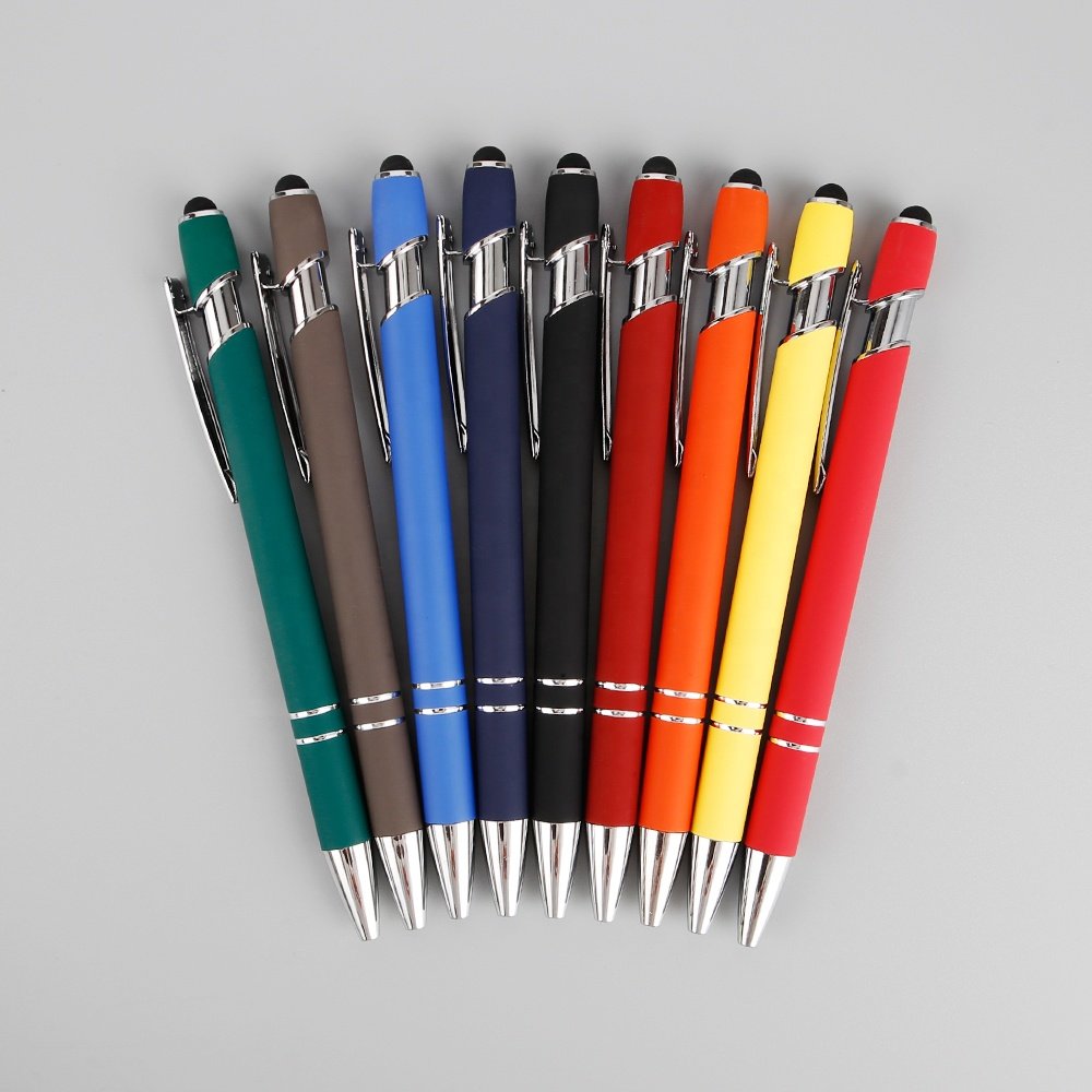 Aluminum Ballpoint Pen With Soft Rubber Touch Screens Cheap Custom Logo For Mobile Phone Ball Pen with logo