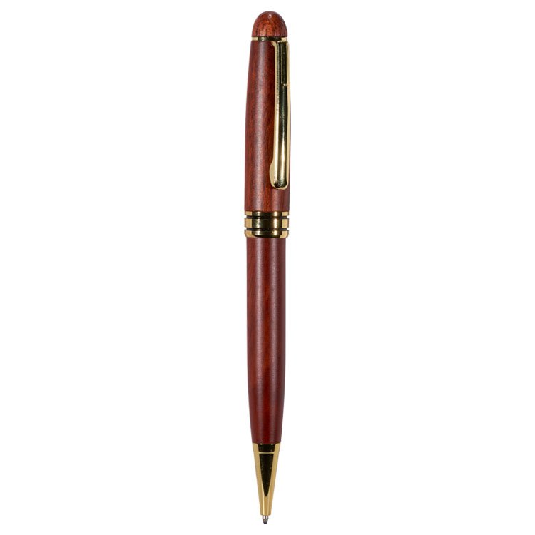 High Quality Cool Natural Wood Luxury Rosewood Wooden Rotating Open 0.5mm Ballpoint Pen with Box Set for Gifts
