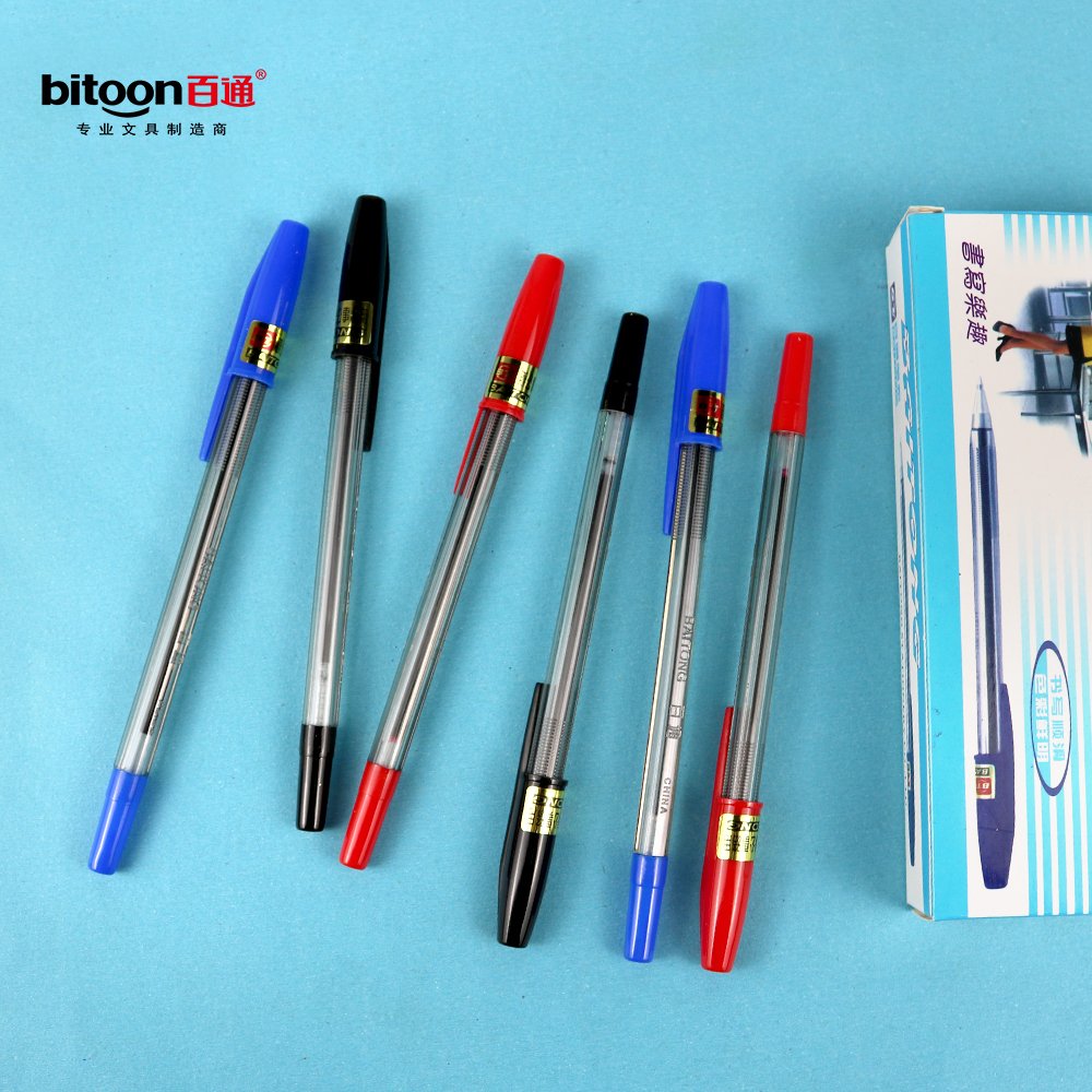 Promotional 0.8MM Ballpoint Pen Smooth ABS Material Business Custom Logo Pen in Black Blue Red for Gift Bulk Packed