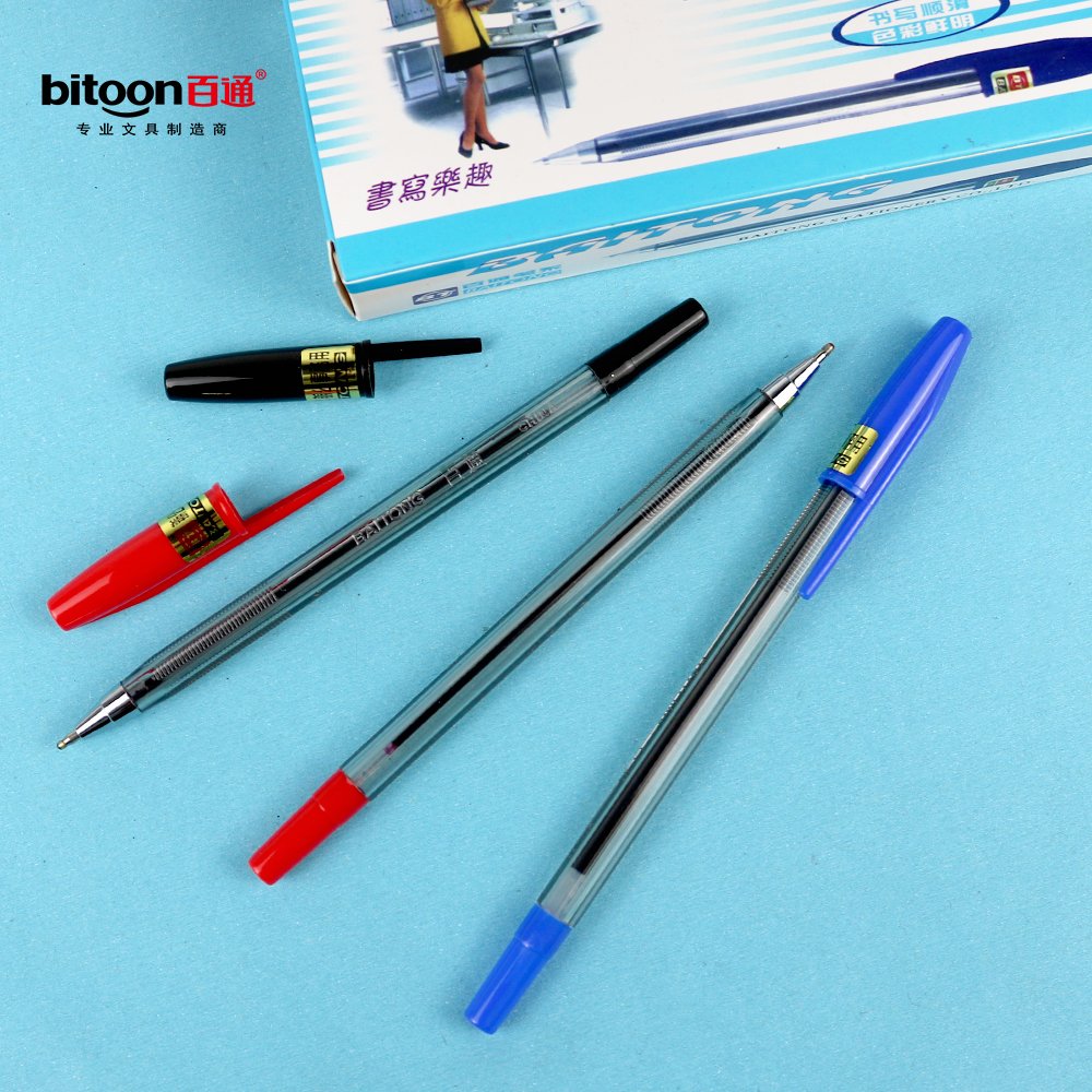 Promotional 0.8MM Ballpoint Pen Smooth ABS Material Business Custom Logo Pen in Black Blue Red for Gift Bulk Packed