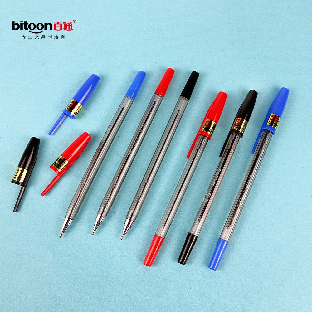 Promotional 0.8MM Ballpoint Pen Smooth ABS Material Business Custom Logo Pen in Black Blue Red for Gift Bulk Packed