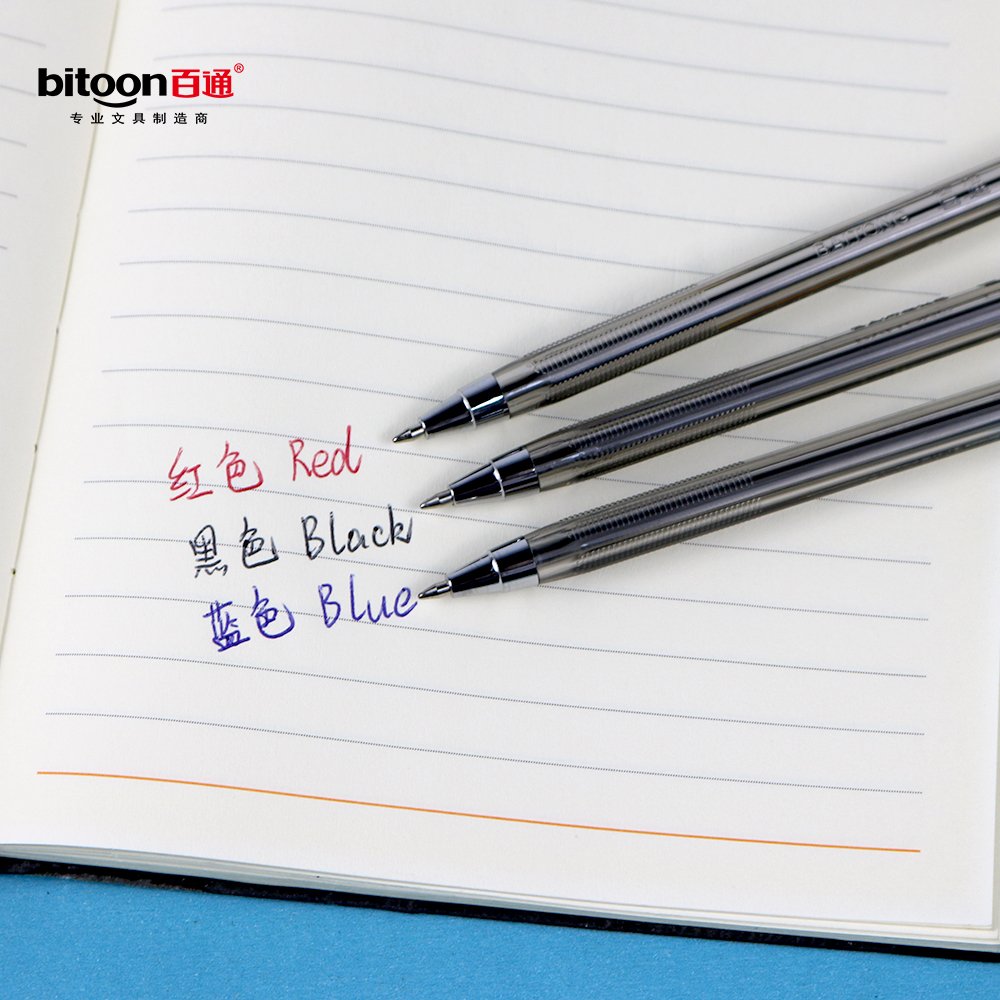 Promotional 0.8MM Ballpoint Pen Smooth ABS Material Business Custom Logo Pen in Black Blue Red for Gift Bulk Packed