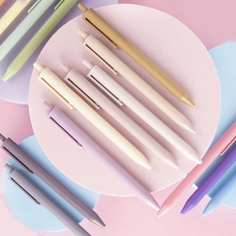 New cute candy plasticMorandi ballpoint pen school student gel pen stationery supplies customize logo 1.0mm ball with blank ink
