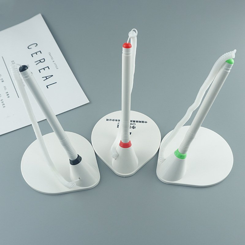Wholesale Custom Logo Novelty Business Ballpoint Pen Plastic Desktop Office Signature Pen with Base for Advertising for Gifts