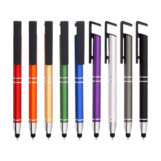 Promotional gift Metal ball pen with aluminum rod Metal mobile phone holder pen