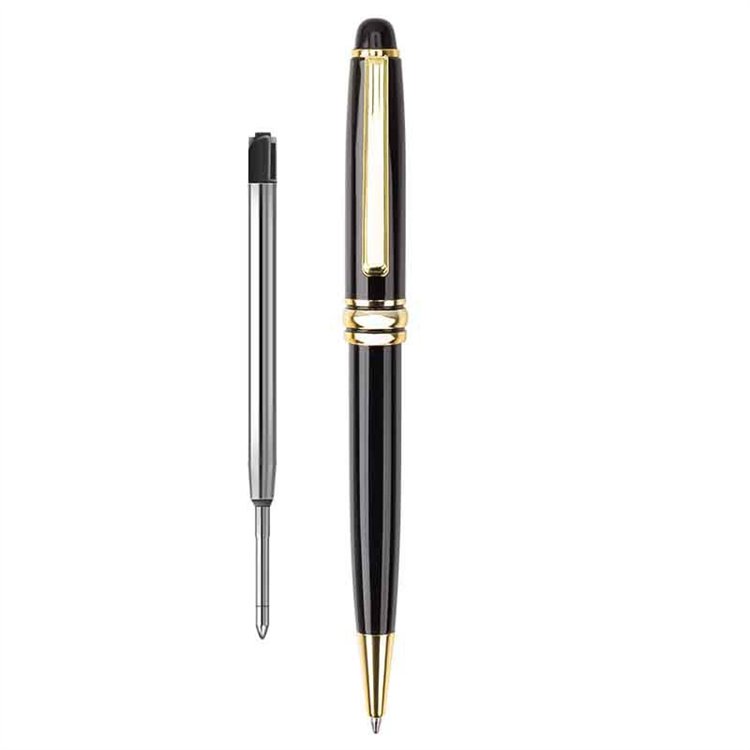 14.3*1cm Custom Promotional Logo All-steel Metal Rotating Pen Metal Ballpoint Pen Business Ballpoint Cheap Logo Pen with Clip
