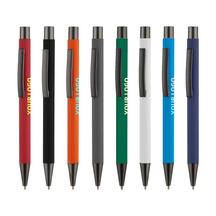 Custom Logo 1.0mm Metal Ballpoint Pens Business Banner Novelty Advertising Gift with Black Ink Plastic Body Promotional Pen
