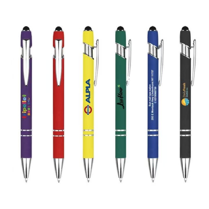 Custom printed pensBest Seller Versatile Custom Logo Metal Flat Business Ballpoint Pen for Office Culture Education