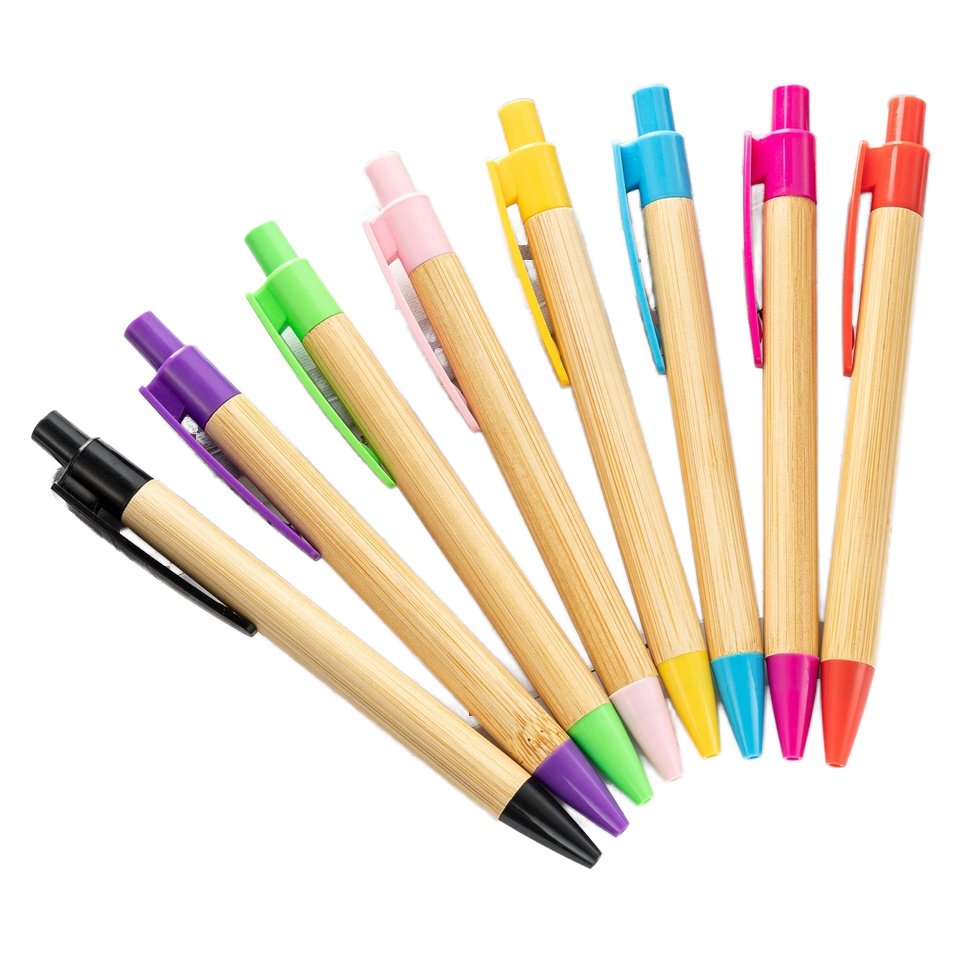 2024 Eco-Friendly Retractable Ballpoint Pens Wood Bamboo Custom Logo Promotional Caneta
