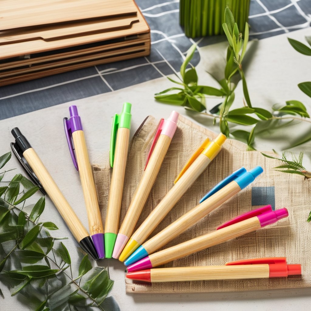 2024 Eco-Friendly Retractable Ballpoint Pens Wood Bamboo Custom Logo Promotional Caneta
