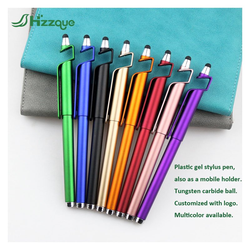 Promotional New Multi function Ball Stylus Soft Touch Screen Pen mobile holder gel pen ballpoint pen 3 In 1 With Custom Logo