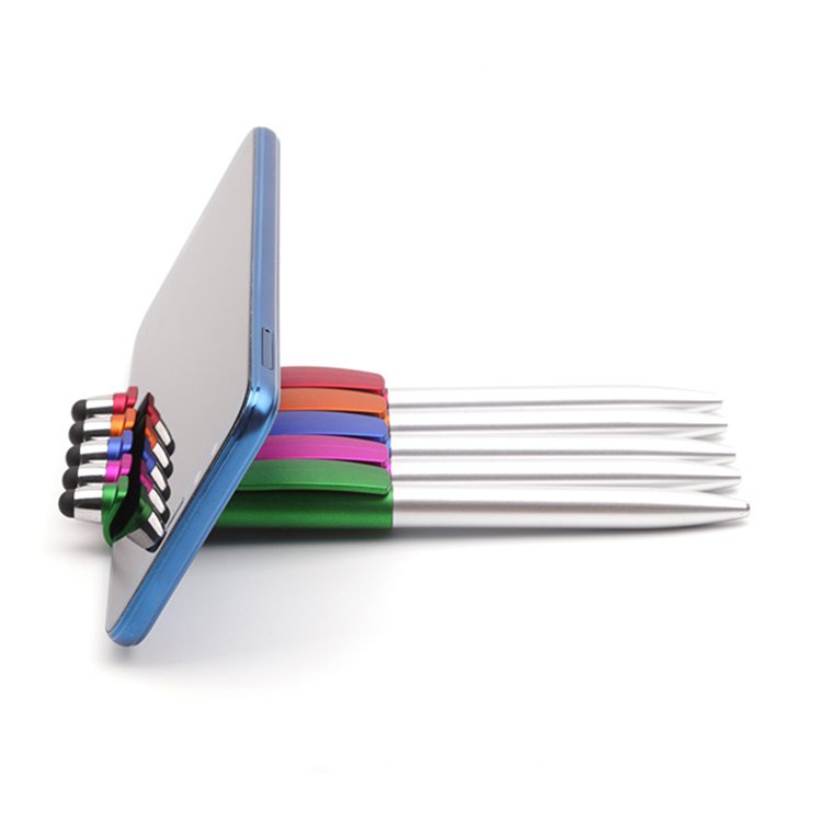 Hot Selling Wholesale 3 in 1 Multi Function Stylus Touch Phone Holder Ballpoint Pen With Custom logo
