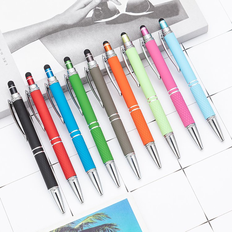 JH High Quality Touch Screen Rubber Coated Hotel Ballpoint Pen Printed Logo Promotional Pen