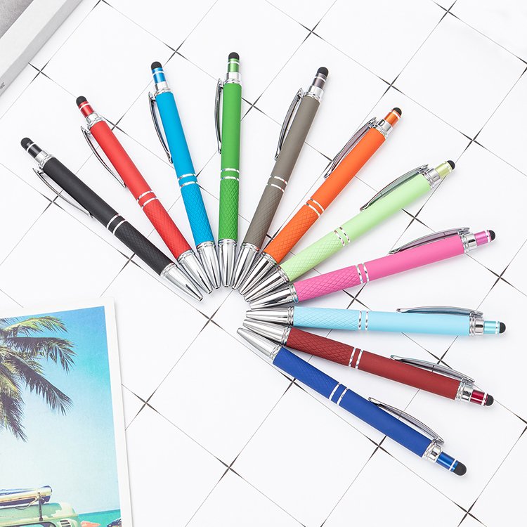 JH High Quality Touch Screen Rubber Coated Hotel Ballpoint Pen Printed Logo Promotional Pen