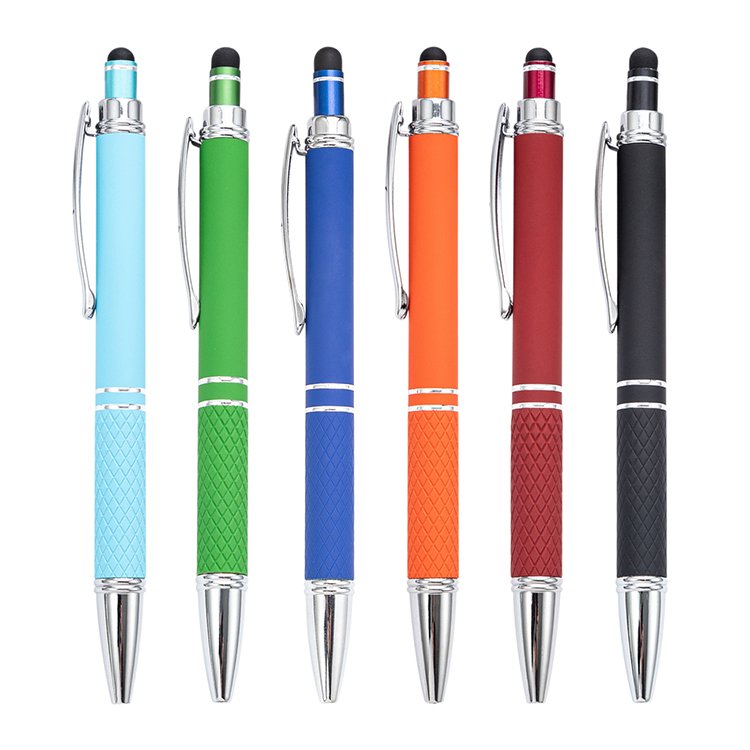 JH High Quality Touch Screen Rubber Coated Hotel Ballpoint Pen Printed Logo Promotional Pen