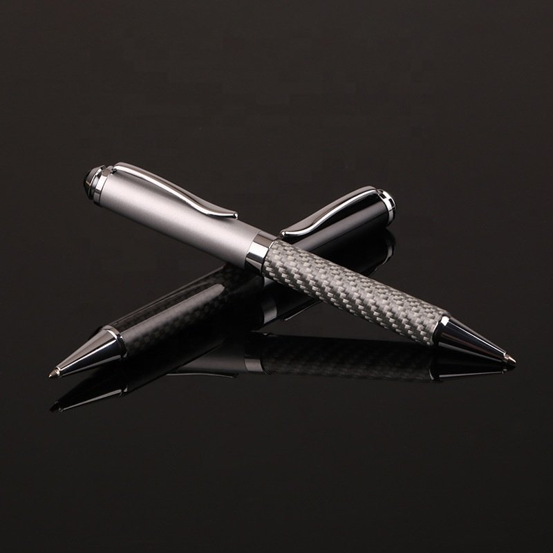 Heavy luxury logo customized metal ball pen carbon fiber pen