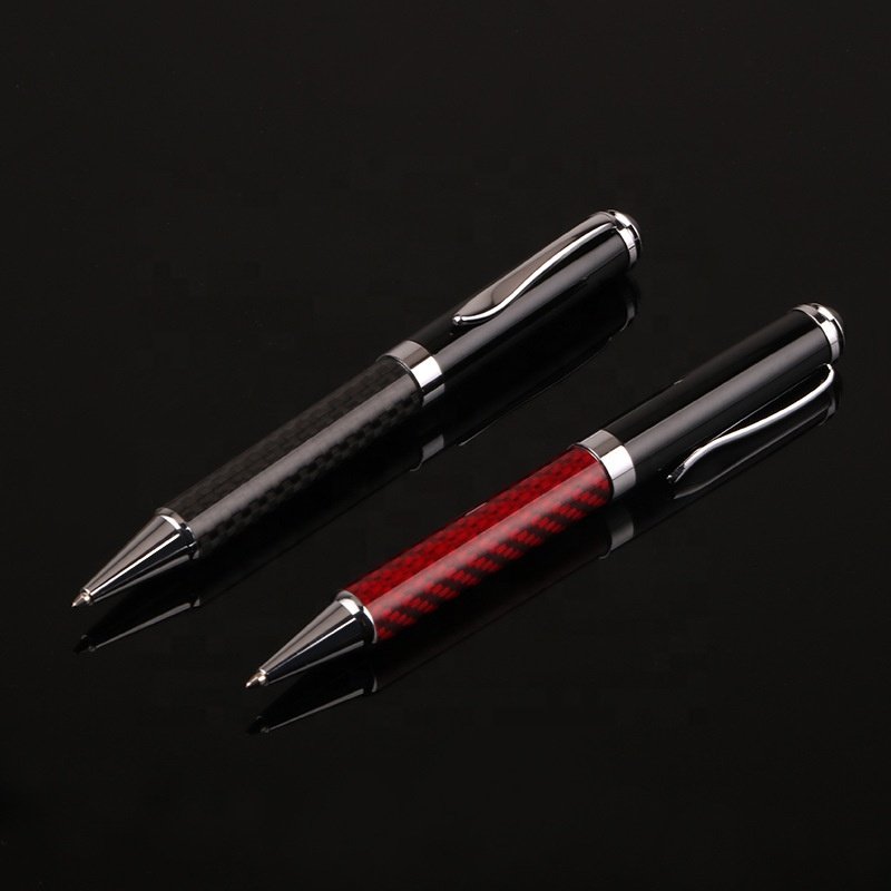 Heavy luxury logo customized metal ball pen carbon fiber pen