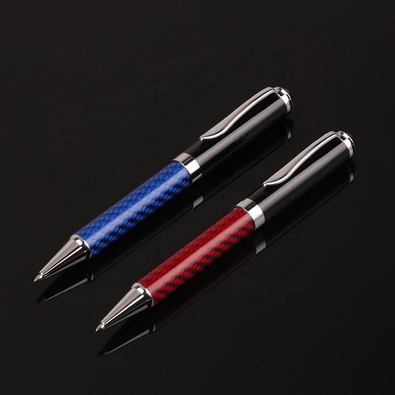 Heavy luxury logo customized metal ball pen carbon fiber pen
