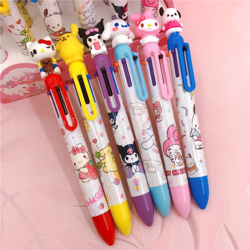 Hot sale School Stationery Kuromi plastic pen 6 colors KT melody Cute KT pace astronaut multi-color ballpoint pen 1012