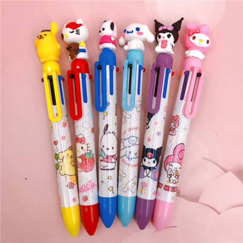 Hot sale School Stationery Kuromi plastic pen 6 colors KT melody Cute KT pace astronaut multi-color ballpoint pen 1012