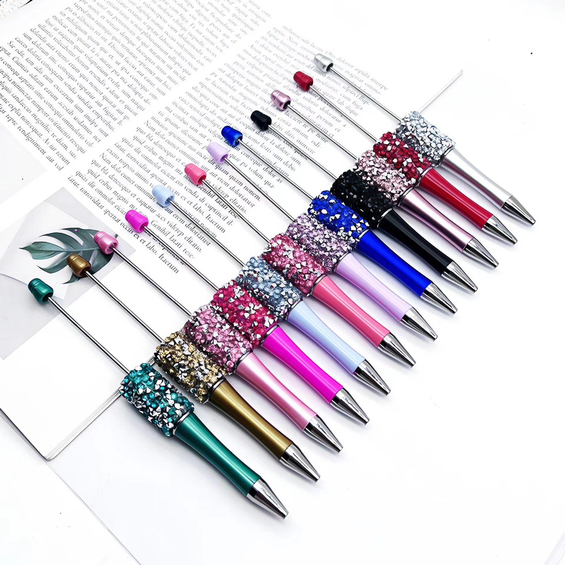Diamond Bling Blanks Decorative Gift Jewelry Diamond Bling Beads for Beadable DIY Empty Ballpoint Pens Bead Pen