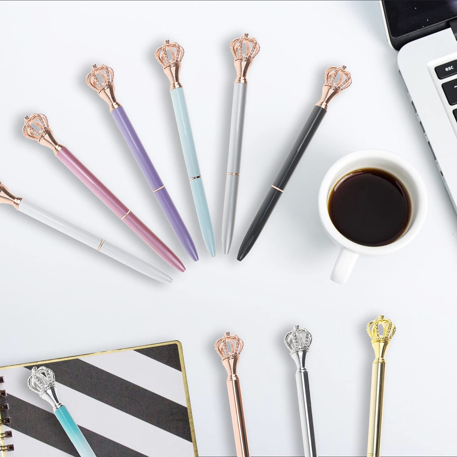 Crown Top Pen Shiny Crystal Fancy Black Ink office supplies Metal Ballpoint Pen for Gift