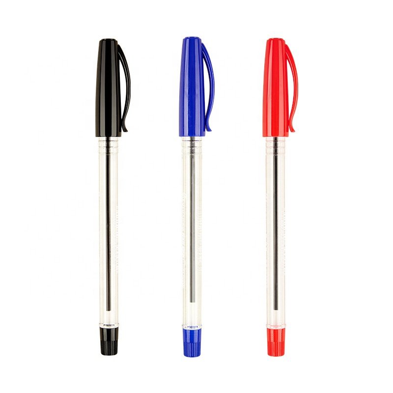 Black blue red plastic cheap ballpoint pen for promotion and office