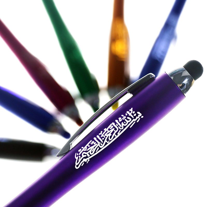 BECOL Hot Selling Advertising Ballpoint Pen Multi-function Led Light Up Pen Plastic Stylus Ball Pen with Custom Logo for Gifts
