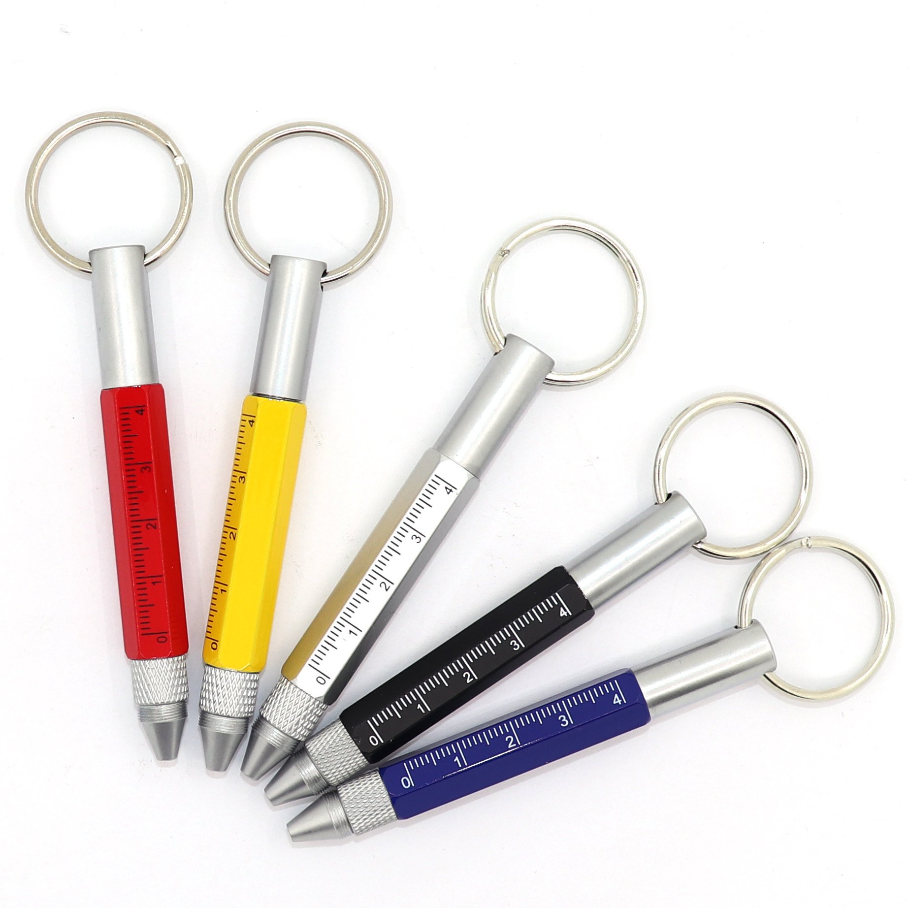 6 in 1 Outdoor High Quality Metal Custom logo Mini Ruler Screw Driver stylus touch pen keychain Tool Ball Pen With Screwdriver