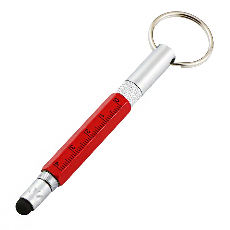 6 in 1 Outdoor High Quality Metal Custom logo Mini Ruler Screw Driver stylus touch pen keychain Tool Ball Pen With Screwdriver