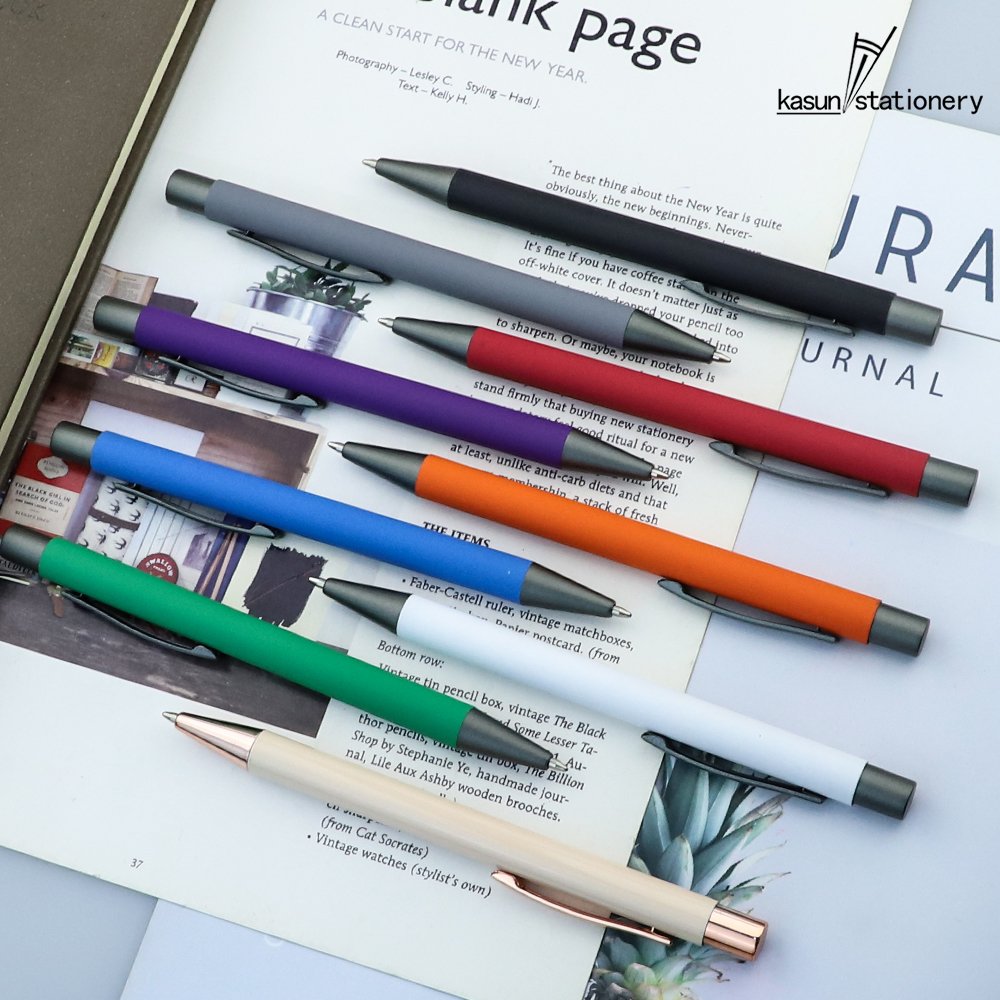 Hot Metal Promotional Click Rubber Ballpoint Pen Ball Pont Pens Fast Production Wholesale Ball Point Pens