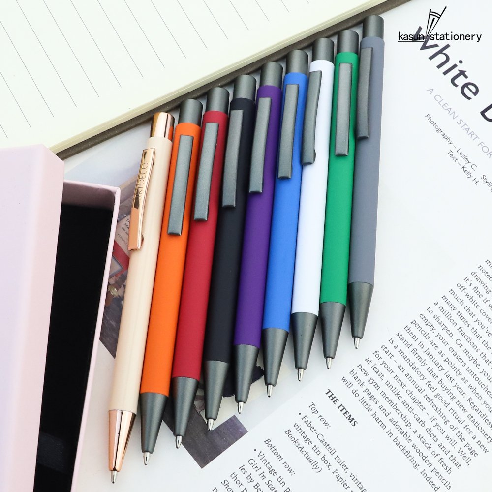 Hot Metal Promotional Click Rubber Ballpoint Pen Ball Pont Pens Fast Production Wholesale Ball Point Pens