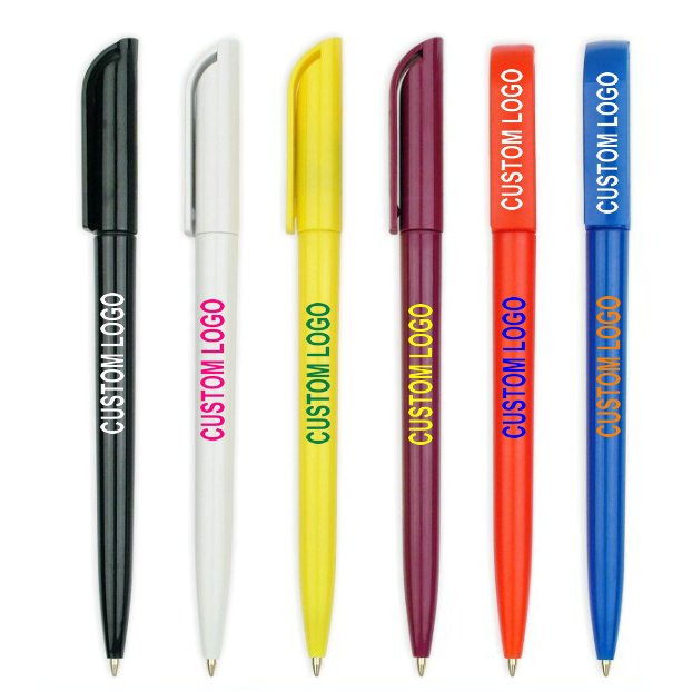 Personalized Logo Slim Hotel Pen Black Transparent custom Plastic Ball-Point ball pen for Gift Purpose