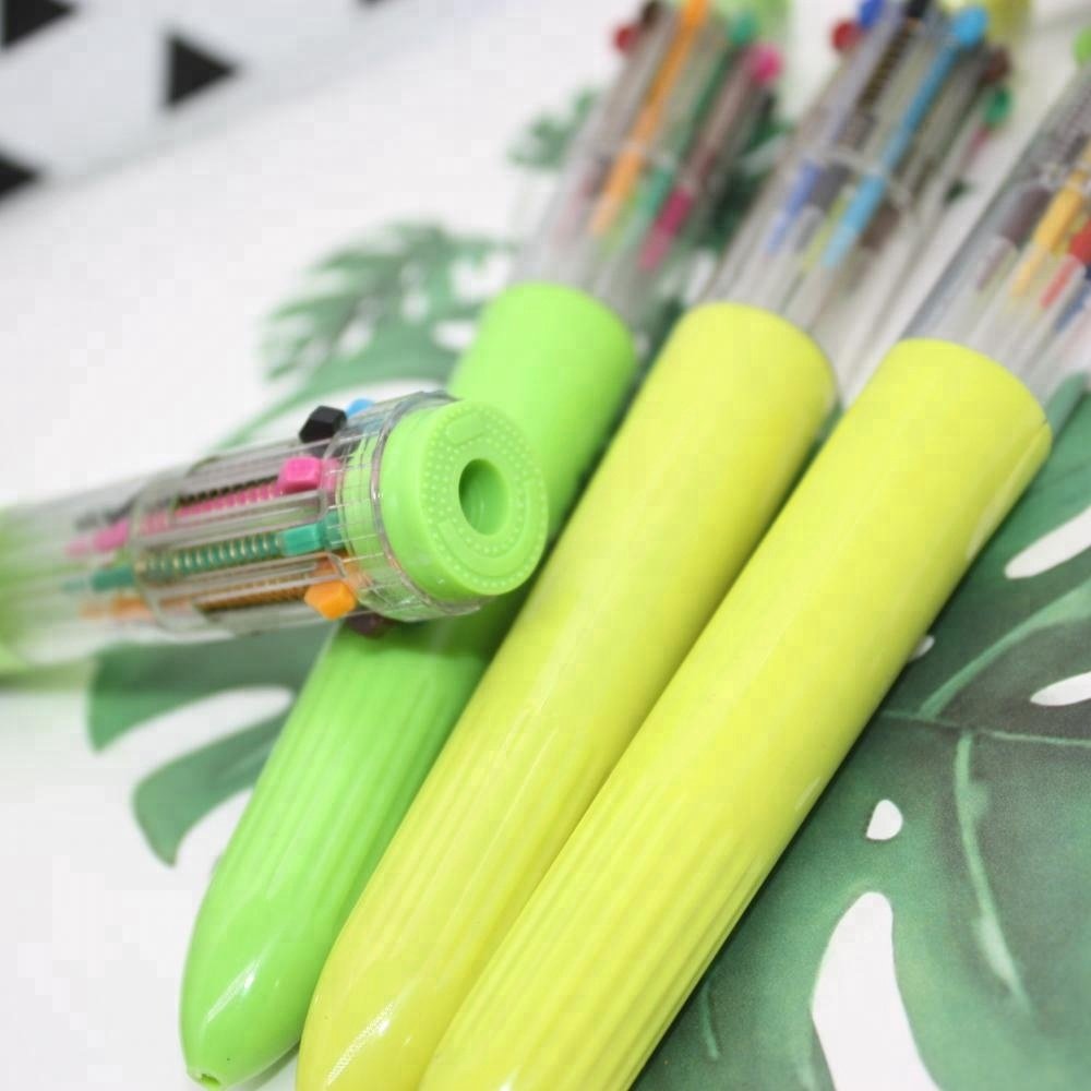 Cute plastic 10 color ball pen, multicolor ballpoint pen